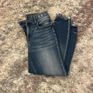 KanCan Women's Ankle Crop Jeans in Medium Wash Blue